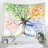 colored green trees wall mounted tapestry bohemian style rug beach blanket yoga picnic blanket home decoration