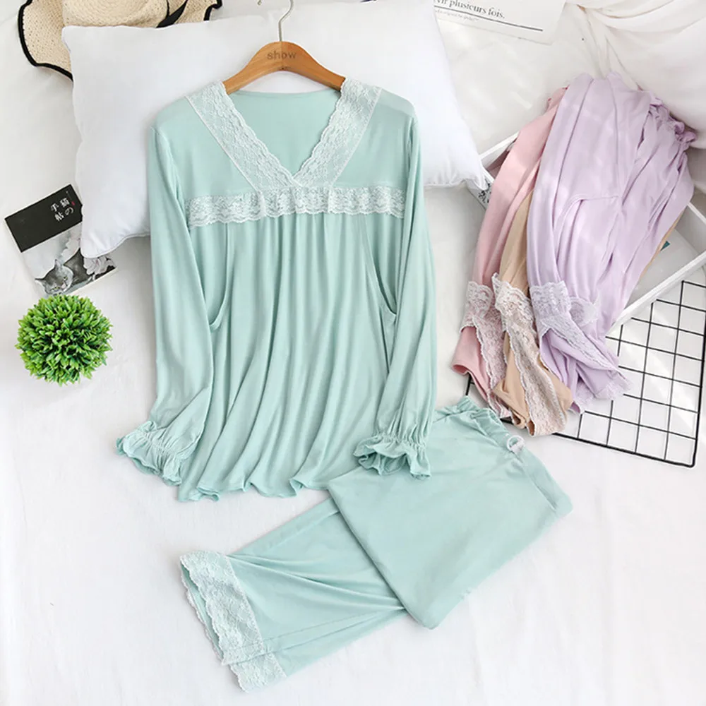 2 шт. Женская Хлопковая пижама с длинным рукавом и шорты | Мать ребенок