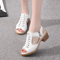 21 new thick heel sandals womens summer flat bottom korean students versatile and comfortable fishmouth retro womens sandals