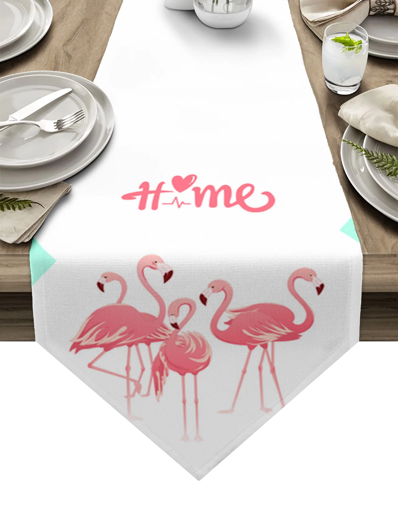 

Тропические животные, фламинго, любовь, сердце, настольные бегунки, Современный домашний декор для столовой, скатерть для свадебной вечерин...
