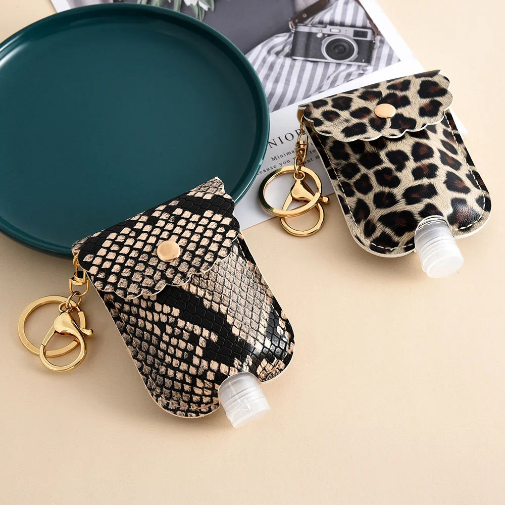 

30ML New Portable Hand Sanitizer Leopard Keychain Removable Travel Cover Set Gel Bottle Holder Cleanser Cosmetic Container