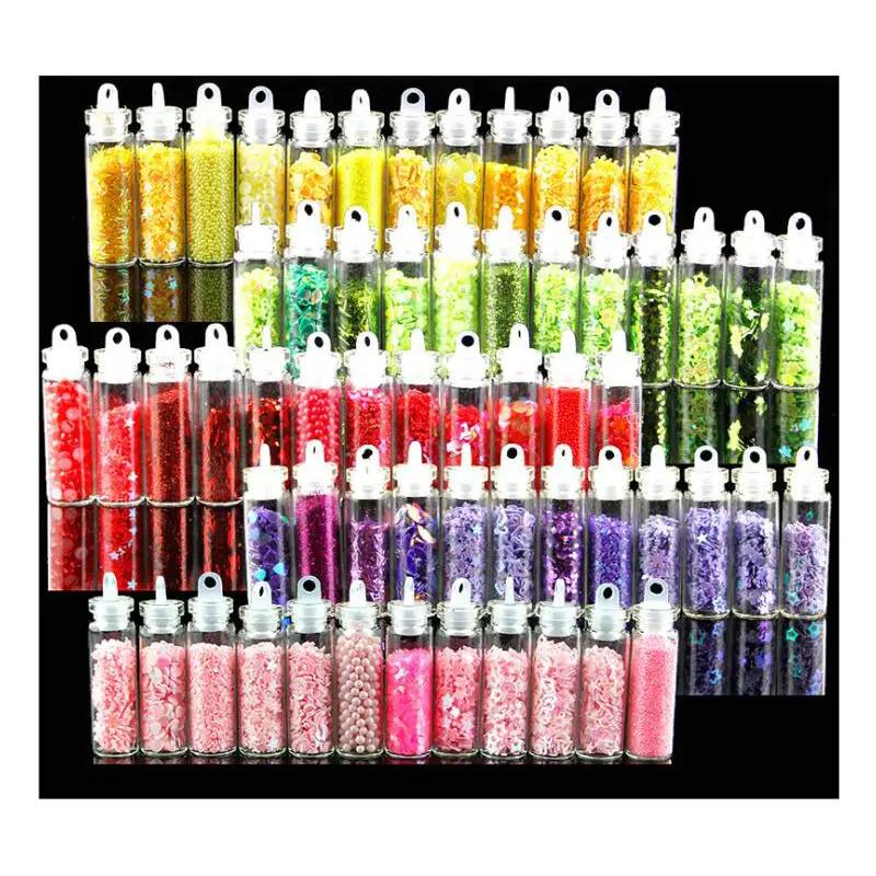 

DIY 12bottles Glitter Sequins Nail Art Jewellery Fillings Accessory Resin Craft Cosmetic Decor Bling Flakes Stuff Dried Flower