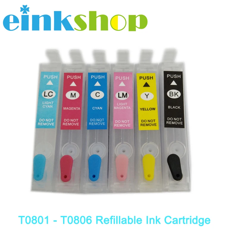 

Einkshop T0801 - T0806 Refillable Ink Cartridge For Epson P50 RX660 R265 R360 RX560 R285 RX585 RX685 PX700 PX710 PX810