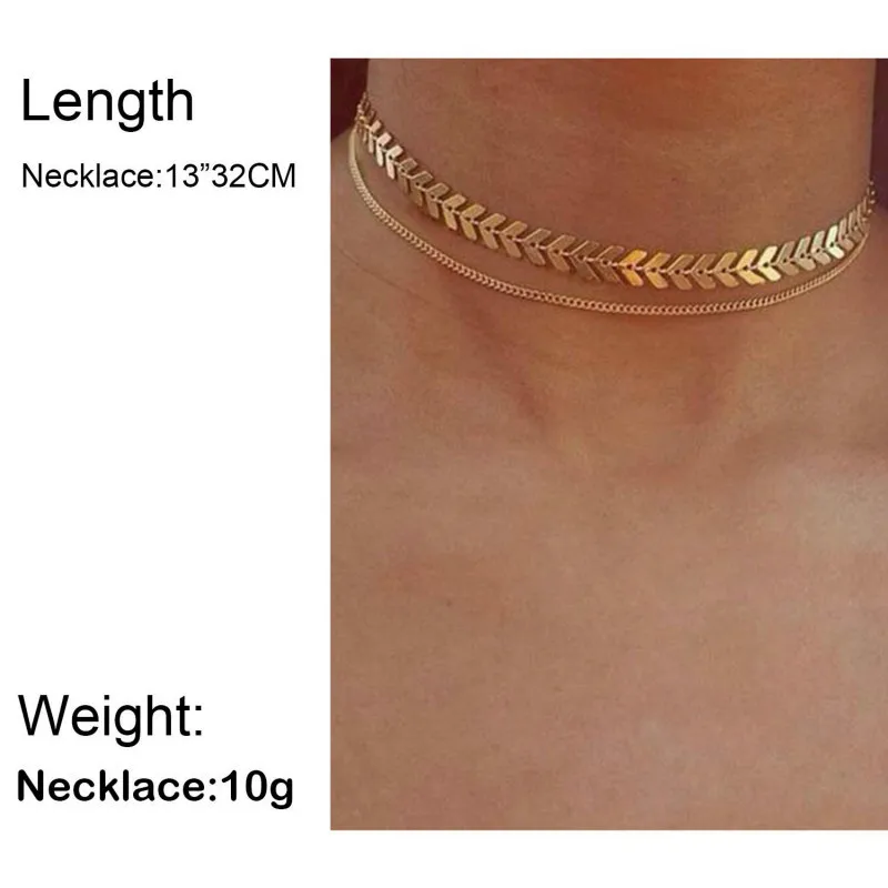 

Temperament Personality Fishbone Texture Fashion Metal Necklace Clavicle Hot Selling Short Atmosphere Female Alloy Necklace