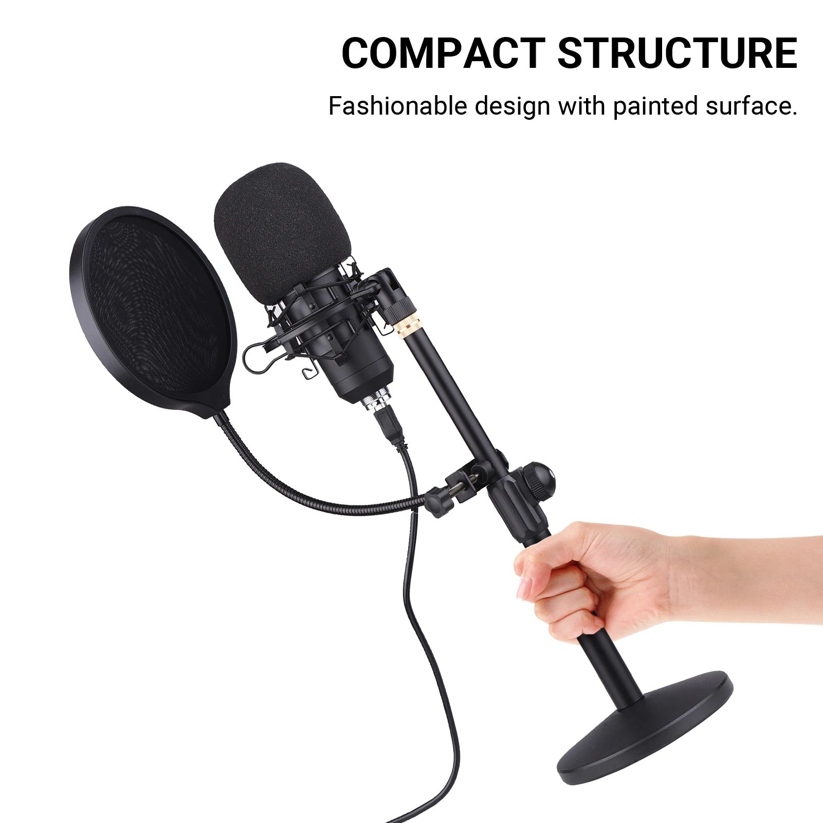 

Профессиональный настольный USB конденсаторный микрофон с круглой головкой, микрофон с функцией мониторинга частоты дискретизации, конденс...