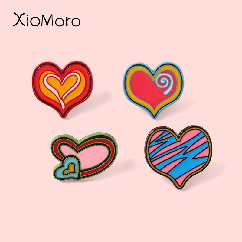 

Colorful Red Love Graffiti Art Enamel Pins Holiday Gift For Lover Girl Metal Badge Lapel Denim Clothes Bags Hat Romantic Jewelry