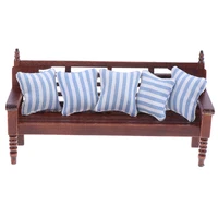 112 miniature doll house wooden sofa with 5 pillows for dolls children dollhouse accessories