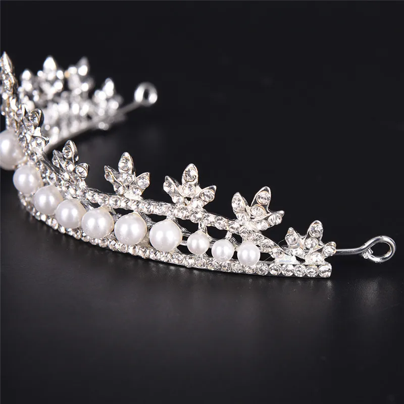 

Princess Rhinestone Pearl Crystal HairBand Wedding Bridal PromTiara Wedding Crown Veil Headband