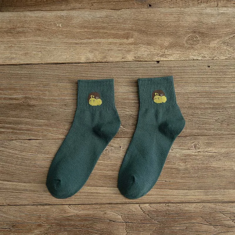 Green Socks Креативные забавные носки из хлопка с разными милыми животными; женские носки; дизайн; милые носки с героями мультфильмов в стиле Харадзюку; Sokken - Цвет: Green Socks
