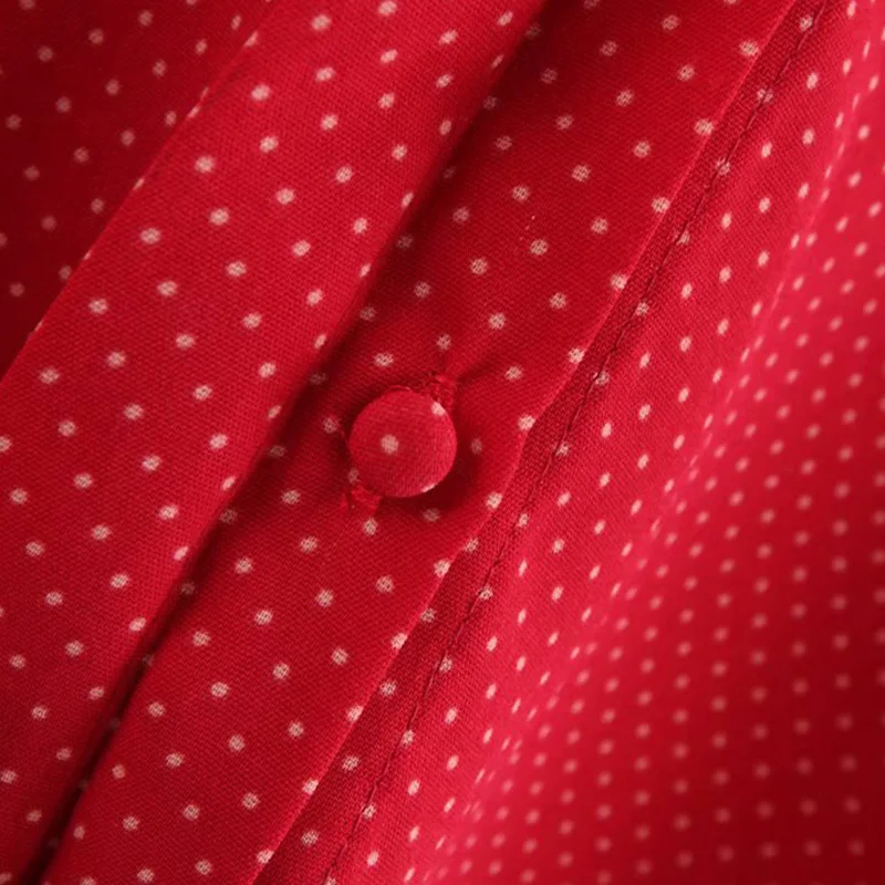 

Women Spring Autumn Tops Bow Turn Down Collar Dot Printed Top Office Lady Fashion Loose Tops Long Sleeves Outerwear