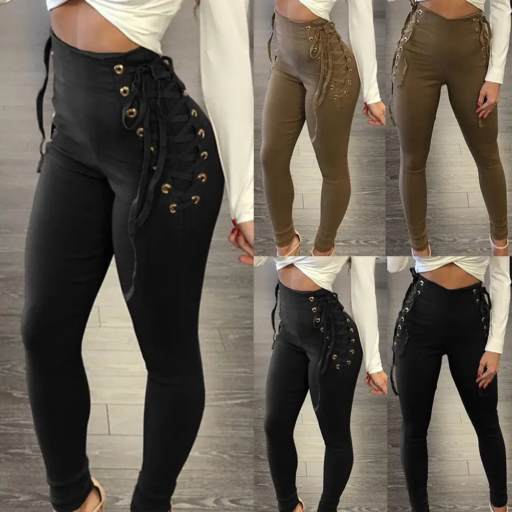 Шикарный женский сплошной цвет боковая Связывание молния сзади высокая Талия