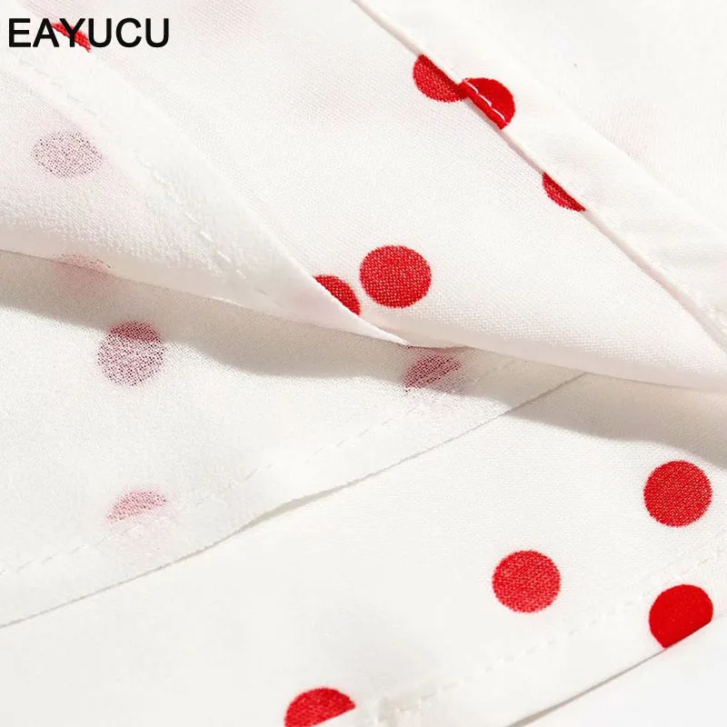 

EAYUCU Elegant square collar polka dot women dress summer high waist elastic mini dresses womens french style vestidos ED210