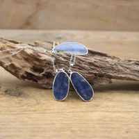 irregular natural kyanite pendants healing necklacesilvery plated raw blue quartz slab silce charms for women jewelryqc3072