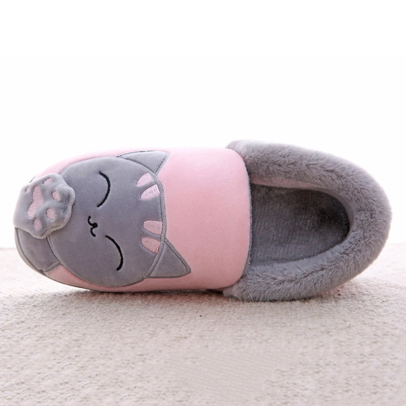 ?? ファッション女性のスリッパの冬漫画の猫の靴ノンスリップソフト冬暖かいハウススリッパ屋内寝室カップル床靴