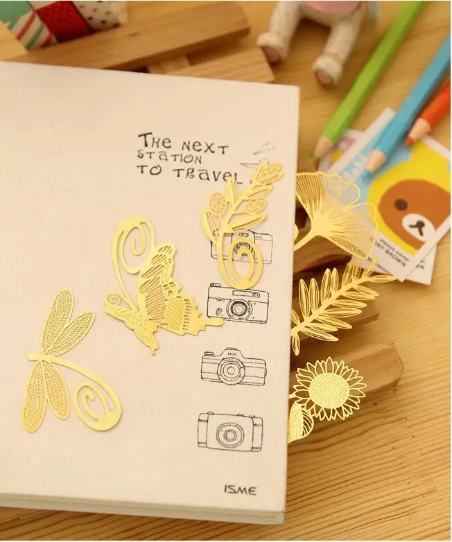 3 Pcs Mini Reading Gold Tone Romantic Metal Clips Book Mark for Arts Label Great Gifts Decoration