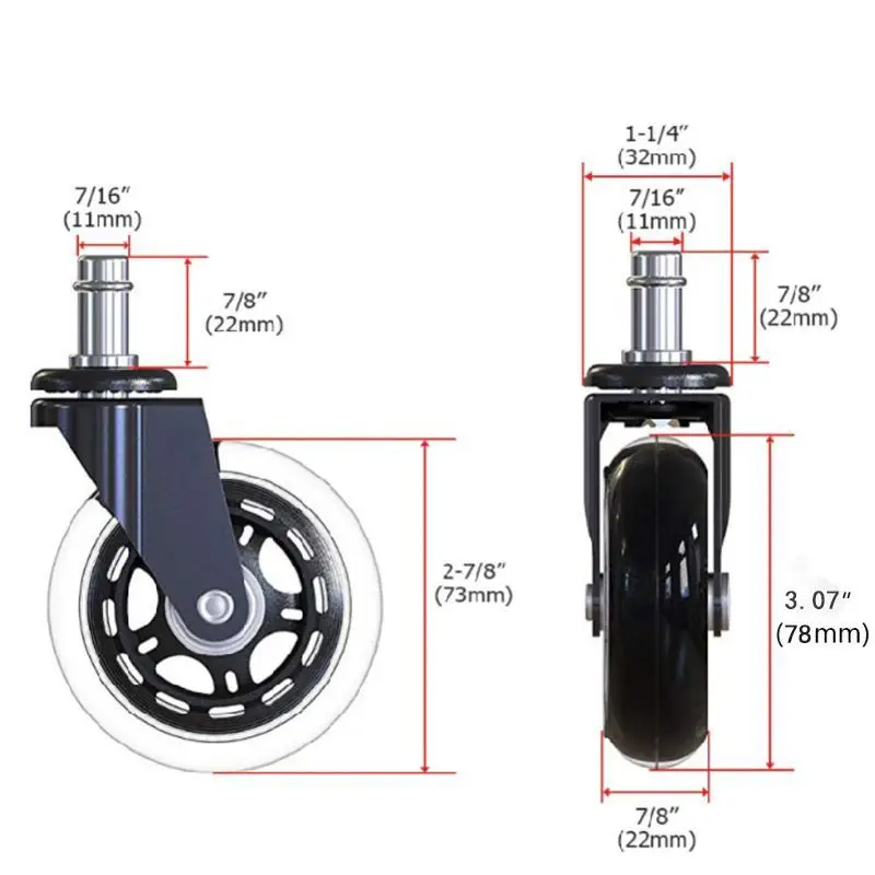

5Pcs 11x22mm Office Chair Wheels Wivel Rubber Caster Wheel Safe Rolling Caster Replacements For Home Furniture