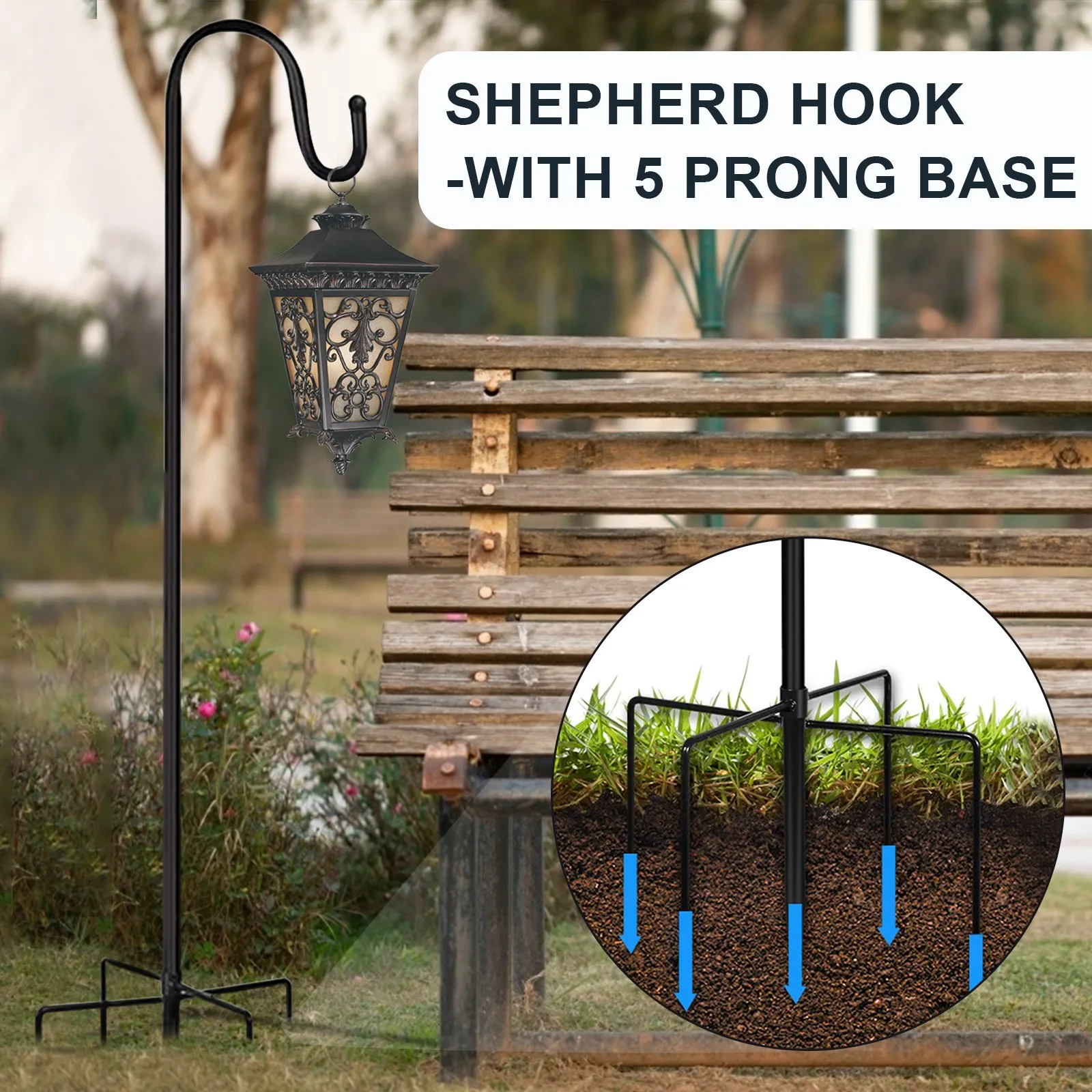 

Garden hook decorative lantern plant hook garden shepherd bird feeder durable flower plant rack hanger garden street lamp hook