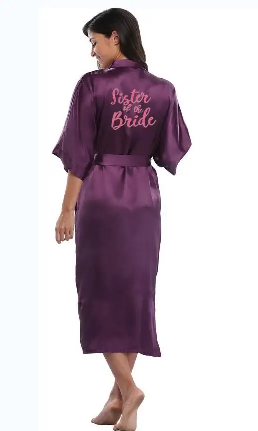 2019 длинное кимоно для невесты Шелковый Атласный халат халаты кружевной женский