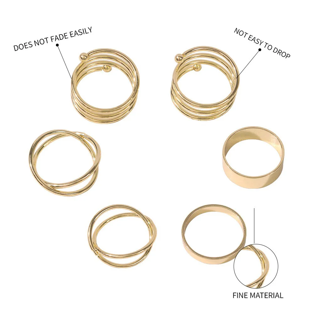 

New fashion woman personality creative ins hip hop ring female simple alloy set joint best gift R0277