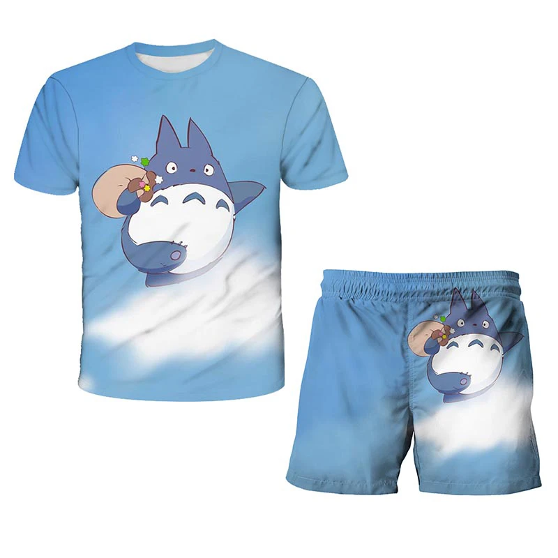 

POP Tshirts Suits Baby T Shirt Children's Totoro Cartoon Clothing Sets T-shirt & Shorts 2 Pieces Sets Girls Boys Clothes Suit