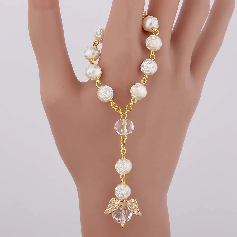 Ангел подарки на крещение единый цвета слоновой кости сувениры recuerditos para bautizo finger rosaries крестины сувениры Причастие