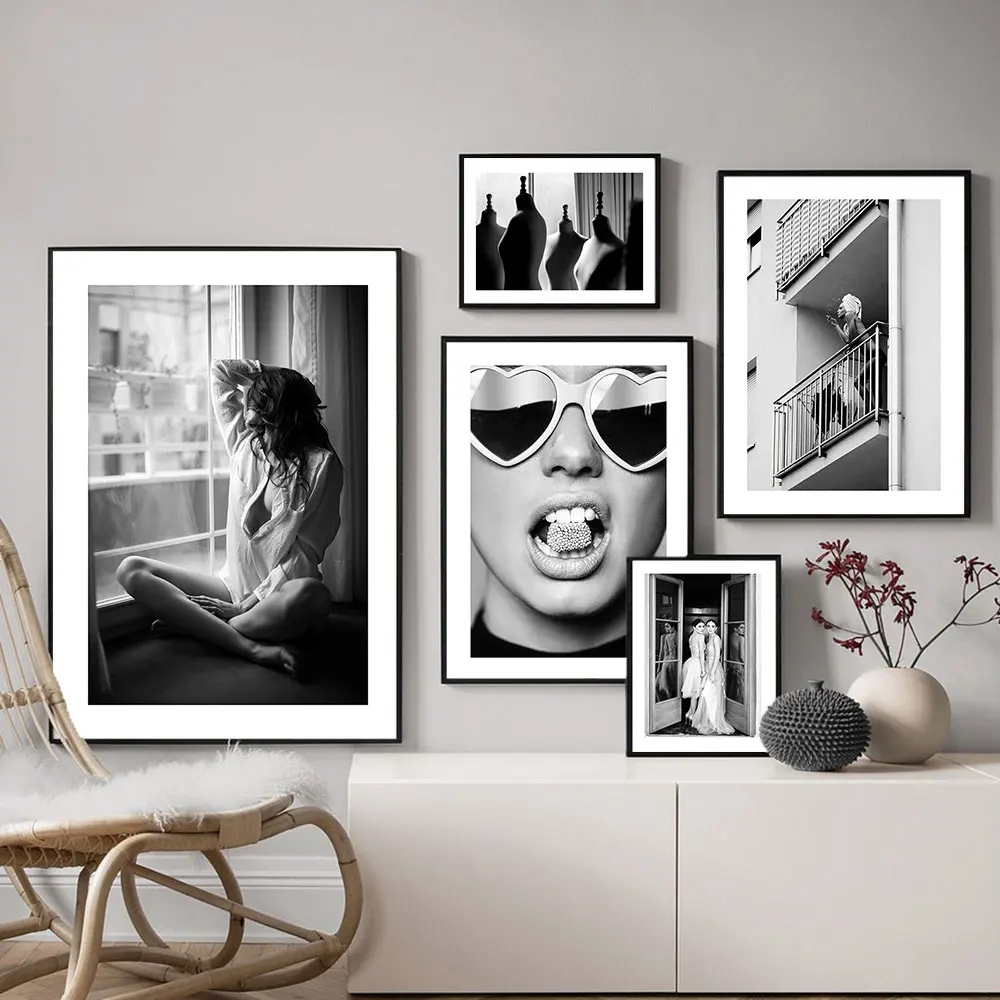 Черно-белый абстрактный постер скандинавский стиль холщовая настенная живопись