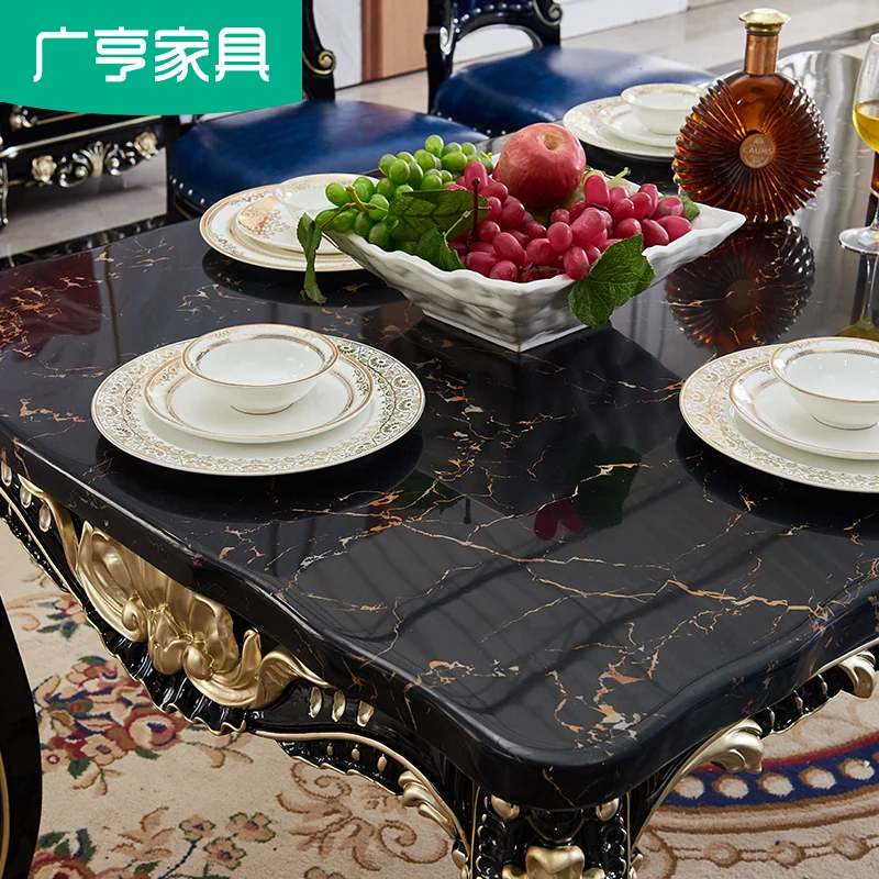 Классический стол из эбенового дерева полностью массива мраморный