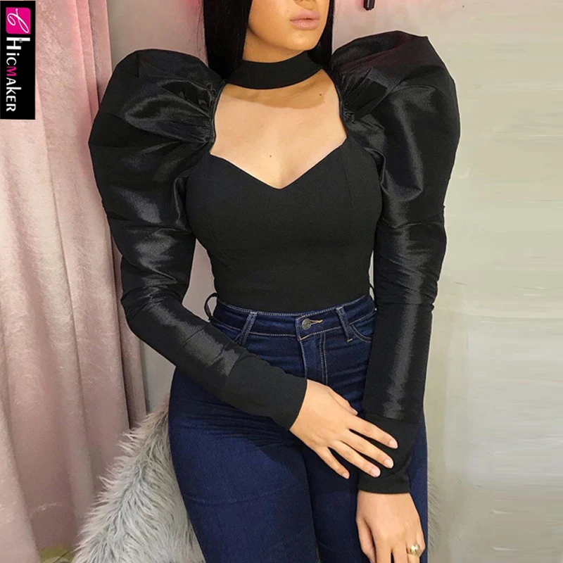 Женская Плюс Размер с пышными рукавами сплошная шикарная Весенняя Осенняя