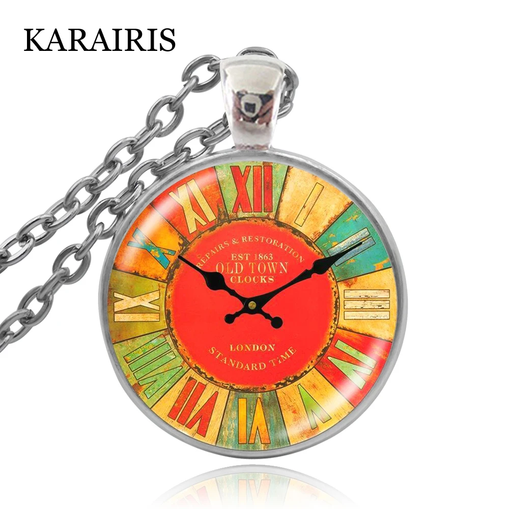 Модные часы KARAIRIS карманные ожерелье стеклянный кабошон подвески ювелирные