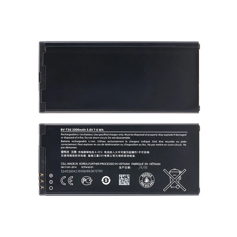 Оригинальная заменяемая батарея BV-T3G емкостью 2000 мАч для Nokia Microsoft Lumia 650 RM-1154 BVT3G BV T3G литий-полимерные аккумуляторы.
