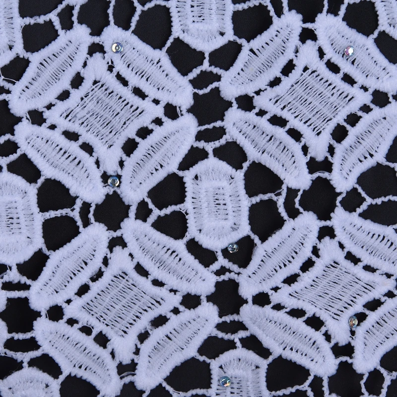 Лидер продаж чистый белый цветочный нигерийский гипюр сетевая Кружевная Ткань 5