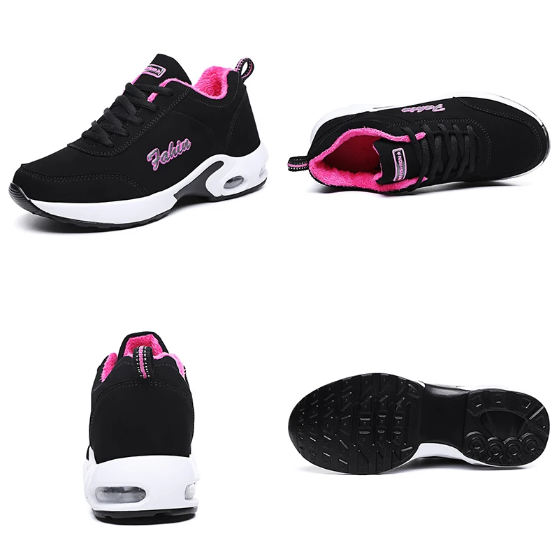 Женские кроссовки на платформе Сетчатые с воздушной подушкой Плюшевые теплые