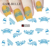 gam belle 1sheets blue flower vine water transfer nail art sticker beautiful women diy tips nails for nail decals