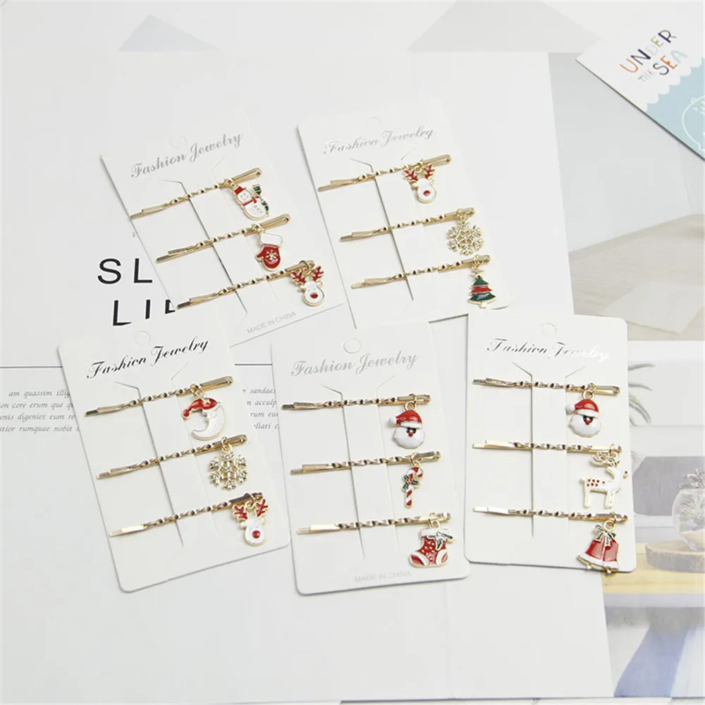 3 шт. девушки милые рождественские шпильки заколка для волос резинки украшение с