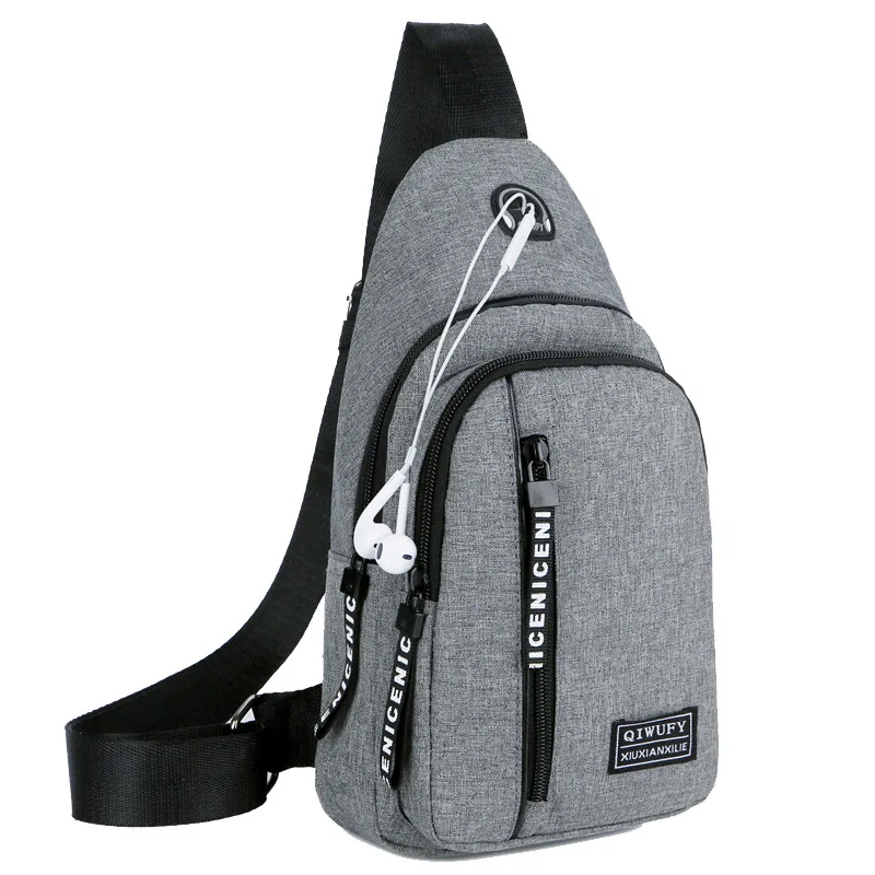 Chest Bag Men's Shoulder Canvas Men Crossbody Casual Headphone |