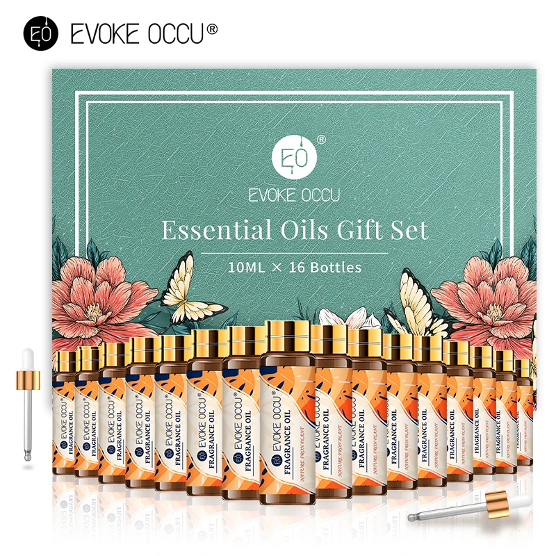 

EO 10ml*16pcs Kit Fragrance Oils Gift Set Natural100% Pure Plant Aroma Essential Oil Diffuser Jadore Angel Mango Coconut Oil