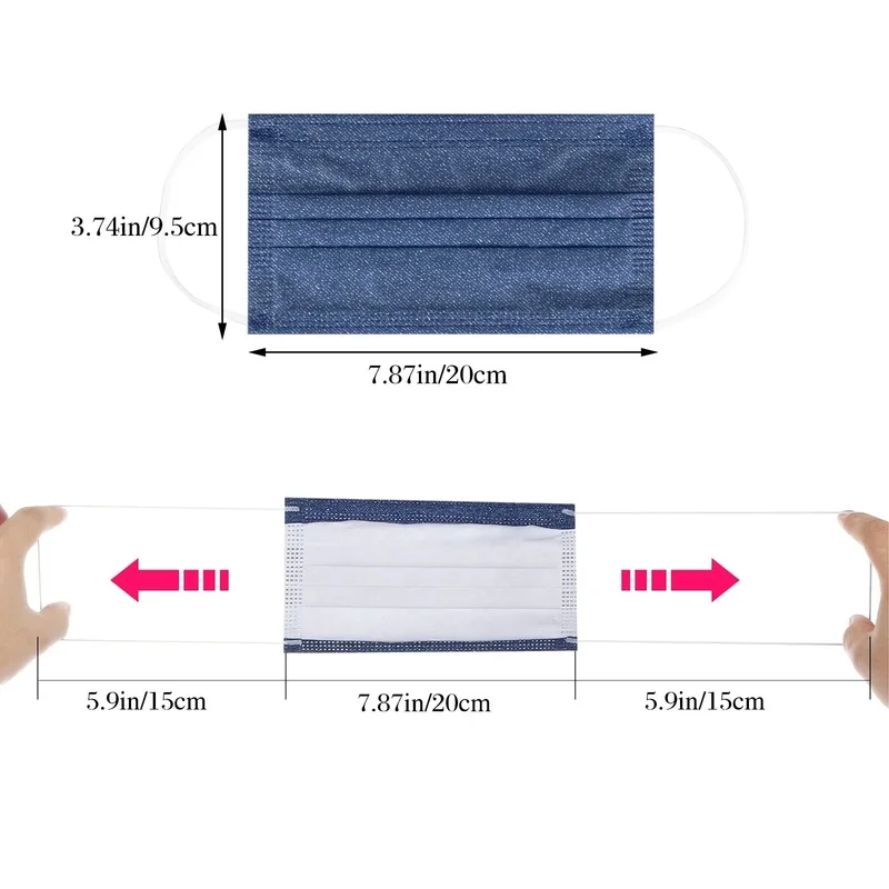 

50pcs Adult Unisex Anti-dusk Face Mask Personal Air Purifying Mouth Cap Masque Disposable 3 Layer Filter Dust Earloop Mascarilla