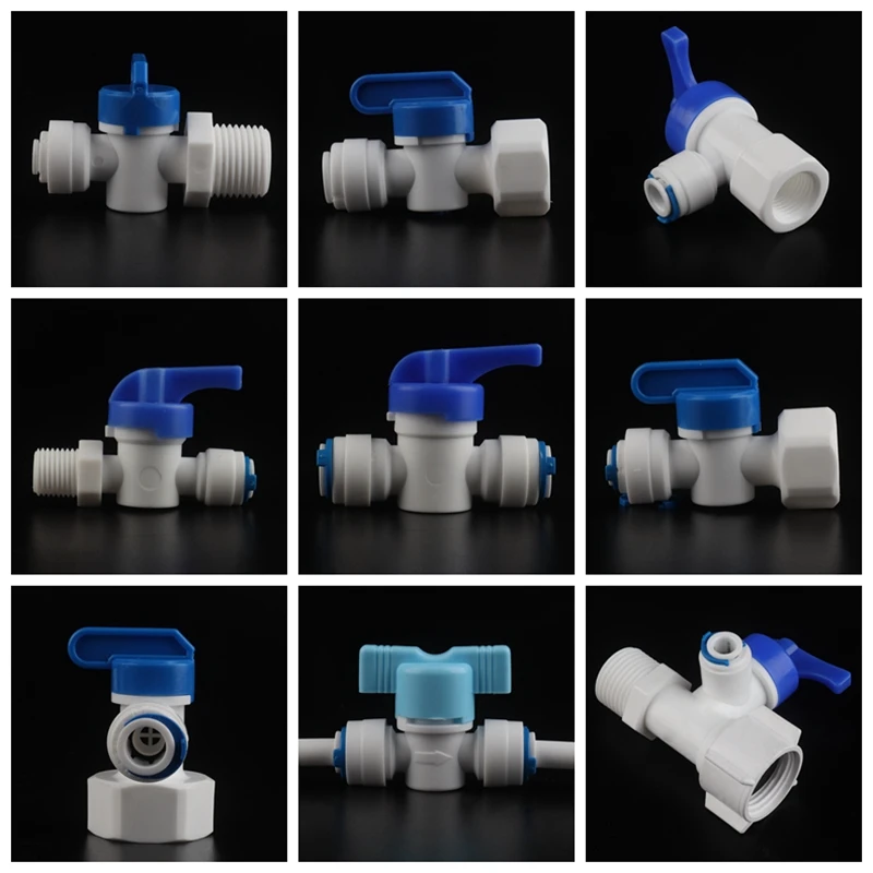 

2pcs 1/4" 3/8'' OD RO Hose Valve Water Purifier Connector Reveser Osmosis Aquarium Fitting PE Pipe Quick Connection Joints