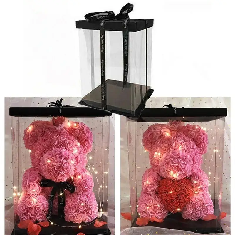 

Hot Sale Teddy Bear Rose Box Artificial Flowers Box for Women Valentines Wedding Birthday Gift Packaging Box Home Decor Gift Box