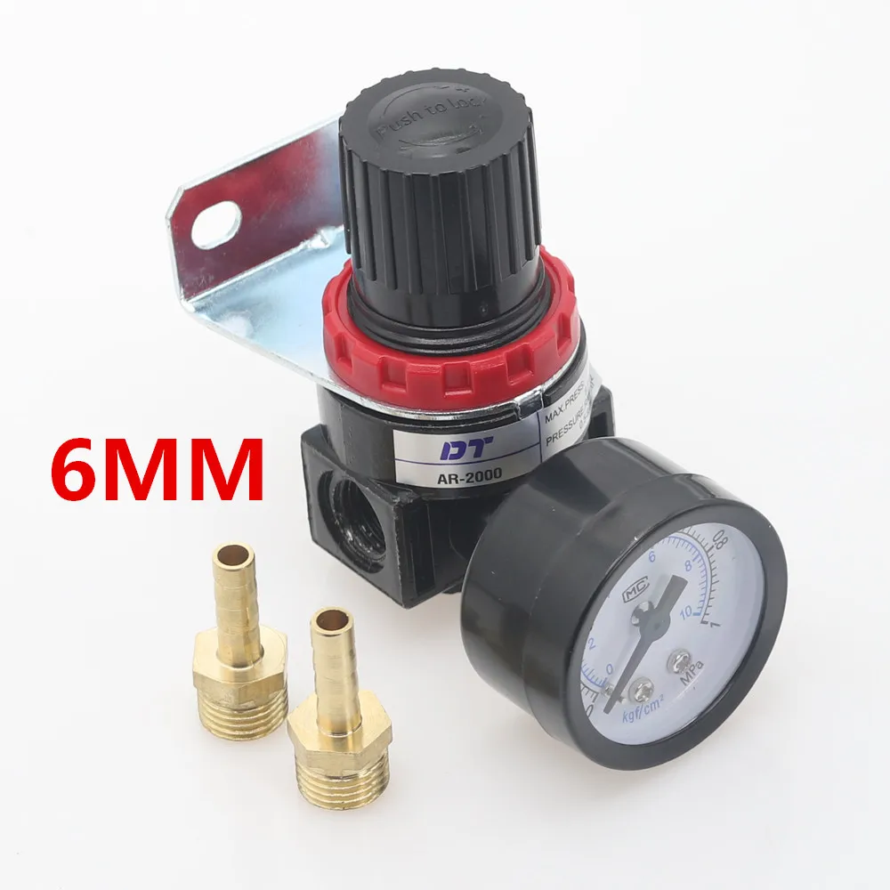 AR2000-6mm AR2000 1/" Резьба BSP пневматические компрессоры регулятор давления редукционный клапан 4 мм 6 мм 8 мм 10 мм 12 мм соединительные фитинги - Цвет: AR2000-6mm
