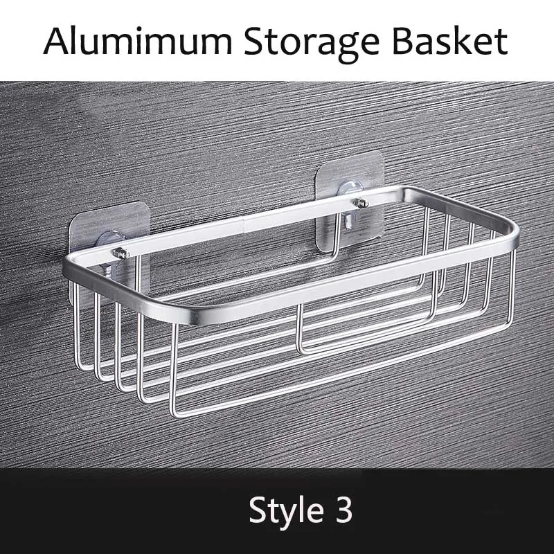 Silver Style 3 Присоска для туалетной бумаги в рулоне, держатель для шампуня, выдолбленная корзина для хранения полотенец, настенная корзина для ванной комнаты, отеля и дома - Цвет: Silver Style 3