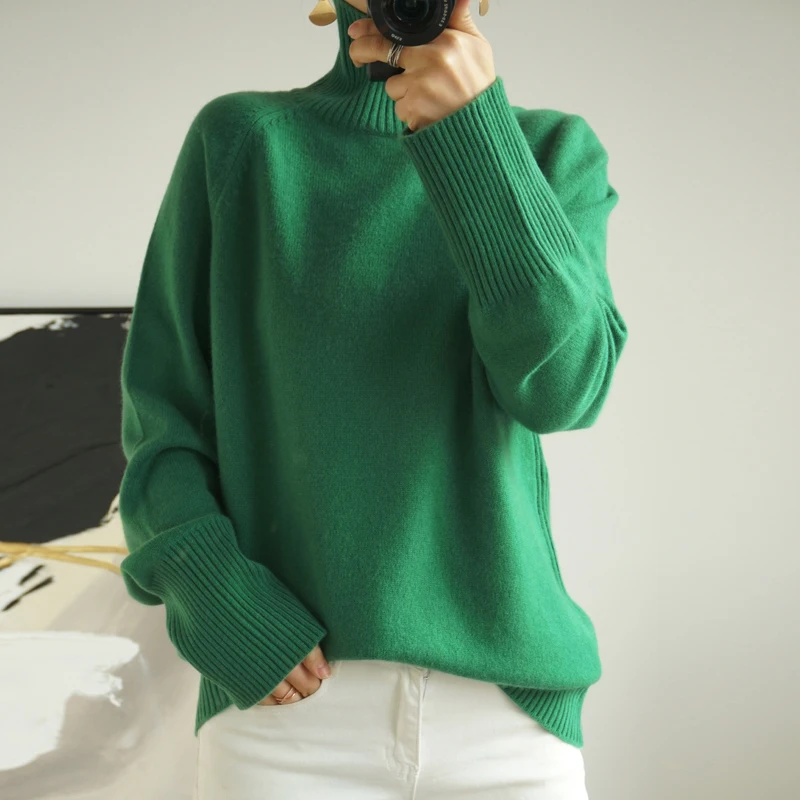 

KOIJINSKY 2021 autumn winter new high neck Pullover Sweater thickened loose pure cotton sweater