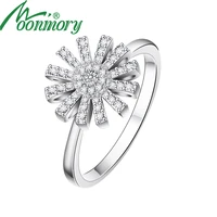moonmory 925 sterling silver margherita ring for women silver flower wedding ring with crystal christmas gift wholesale jewelry