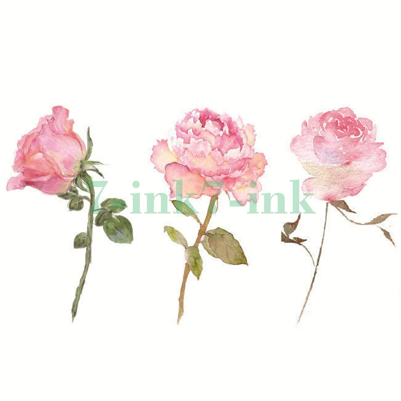 Водопереводная татуировка милая водоотталкивающая розовая Цветочная боди арт