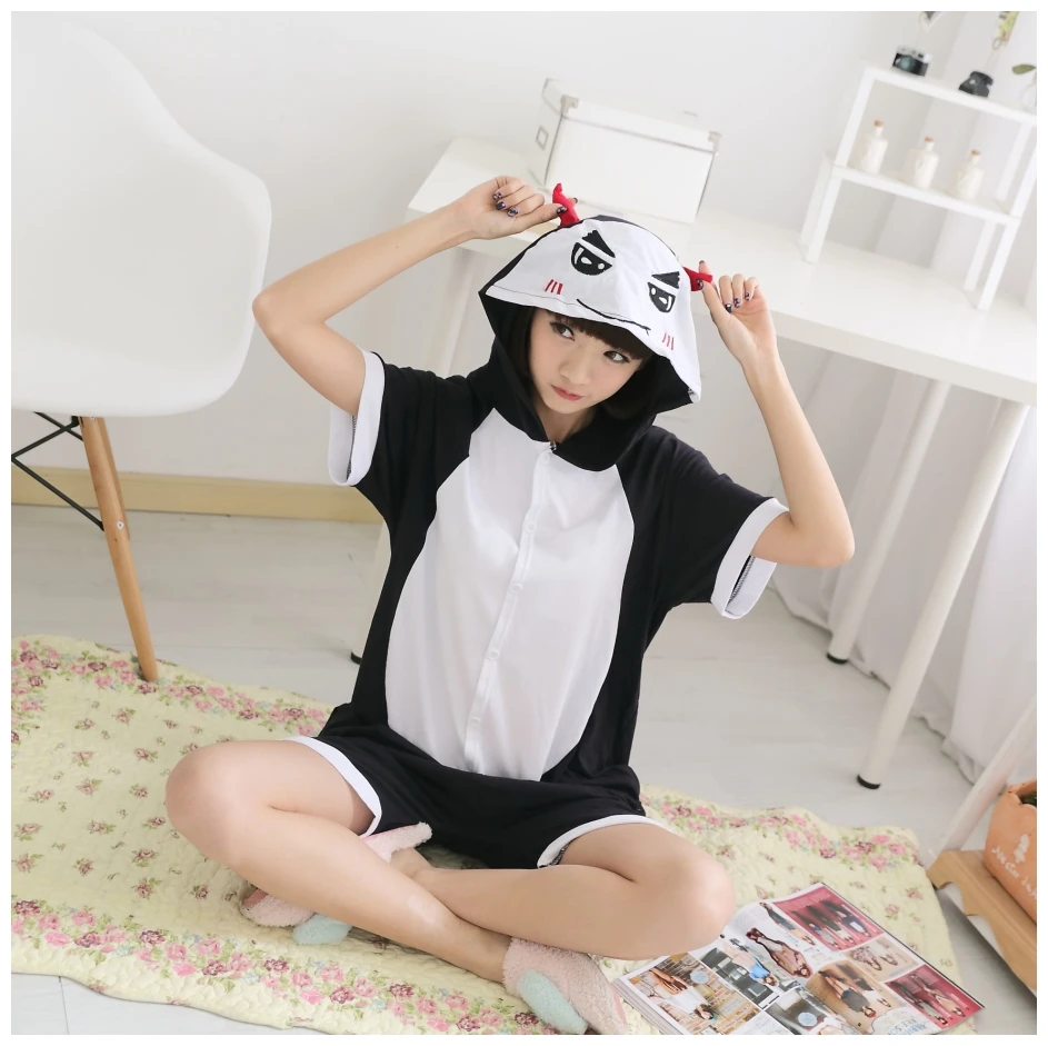 2019 пижамы Аниме демон дьявол для мужчин и женщин взрослых с коротким рукавом