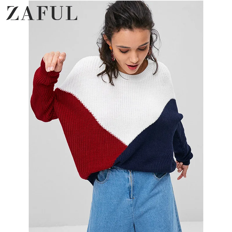 Женский свитер оверсайз ZAFUL туника с открытыми плечами и круглым вырезом