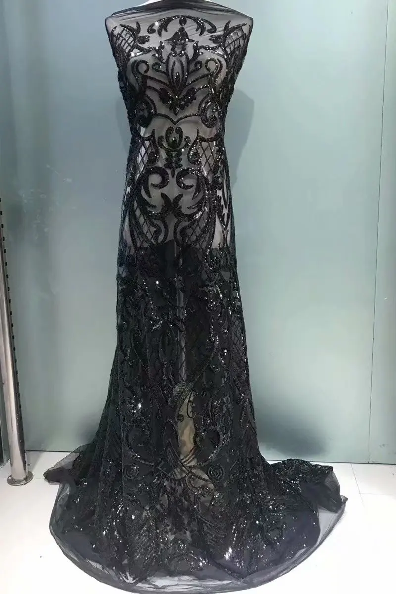 Вышитая кружевная ткань искусственная кожа с блестками красивая нигерийская для