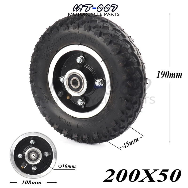

Electric Scooter Tyre With Wheel Hub 8" Scooter 200x50 Tyre Inflation Electric Vehicle Aluminium Alloy Wheel Pneumatic Tire