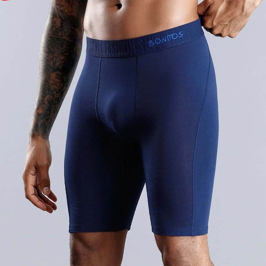 B7 Dark Blue Длинное Мужское нижнее белье, мужские боксеры, мужское нижнее белье, боксеры, мужские Длинные боксеры, шорты, хлопковые боксеры, шорты, сексуальные трусы размера плюс, Кальвин - Цвет: B7 Dark Blue