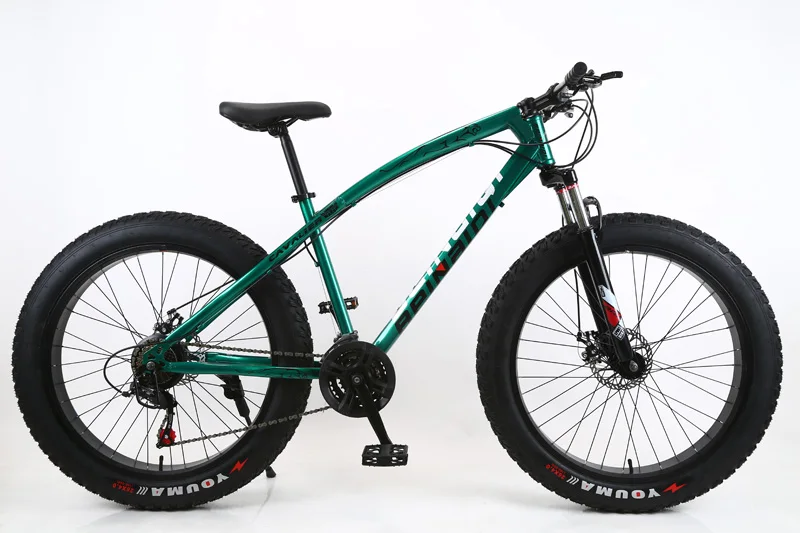 green 4,0 fat bike 24 и 26 дюймов горный велосипед 7 Переменная скорость Снег велосипед амортизирующий пляж велосипед большая шина горный велосипед - Цвет: green